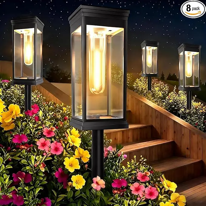 8 Pack Solar Pathway Lights Outdoor, IP65 Waterproof
