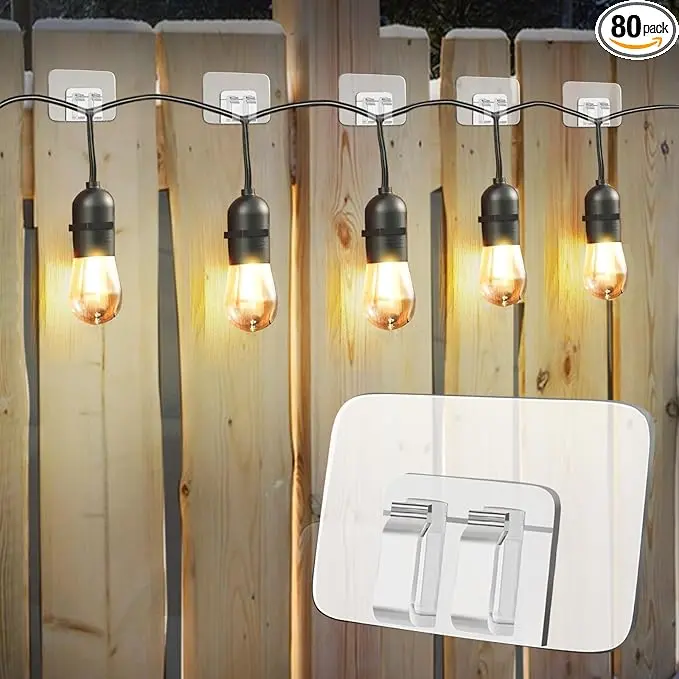 80Pcs Hooks for Outdoor String Lights Clips