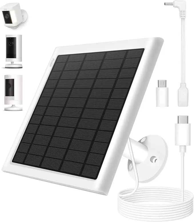 8W Solar Panel for Ring Camera, Solar Panel Charger Compatible