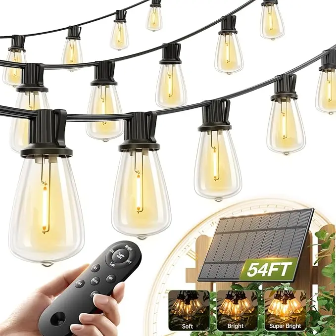 addlon 54 FT Solar String Lights Waterproof, Patio Lights Solar Powered