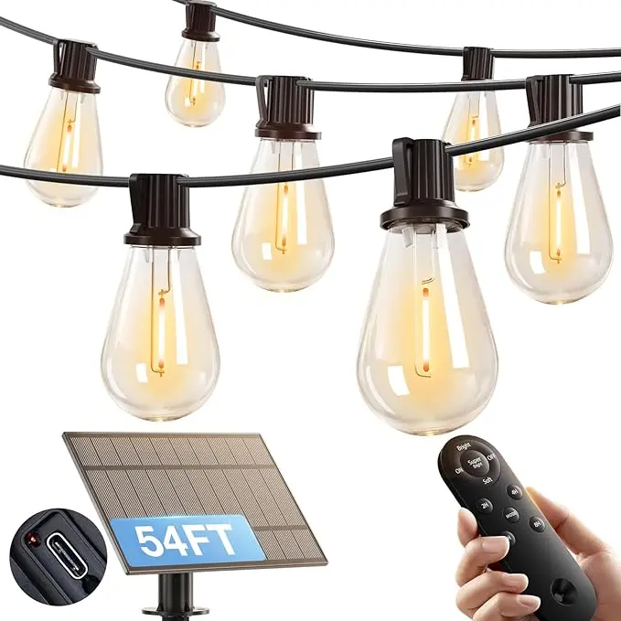addlon 54FT Solar String Lights Outdoor Waterproof