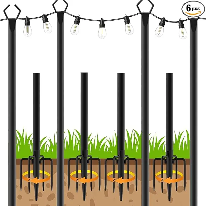AHRLHR 4 Pack String Light Poles, Poles