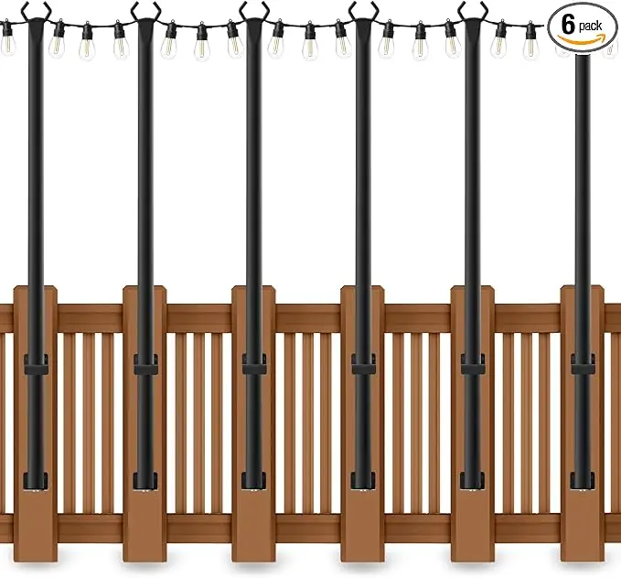 AHRLHR 5 Ft String Light Poles 6 Pack, String Light Poles