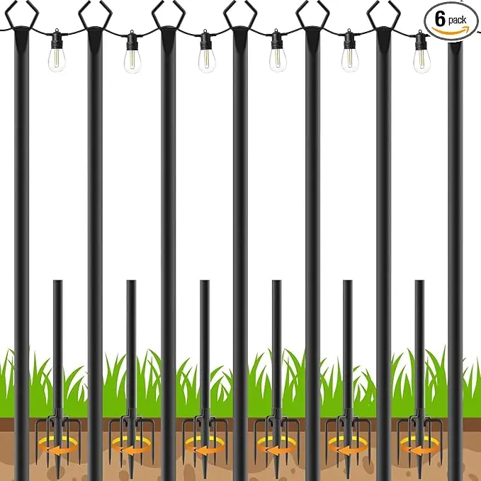 AHRLHR 7 Pack String Light Poles, Poles