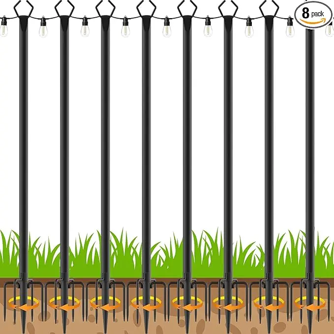 AILBTON 10Ft String Light Poles 8 Pack, Light Poles