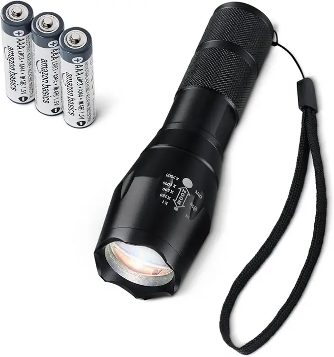 Amazon Basics Handheld LED Flashlight, 200 high Lumen flashlights Adjustable