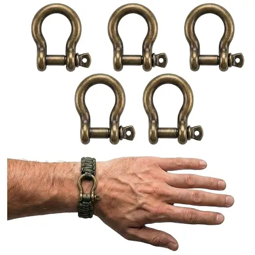 Antique Brass 5/32" Bow Shackle, 5 Pack