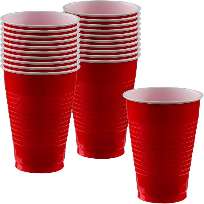Apple Red Plastic Cups - 12 oz. - Versatile Drinkware
