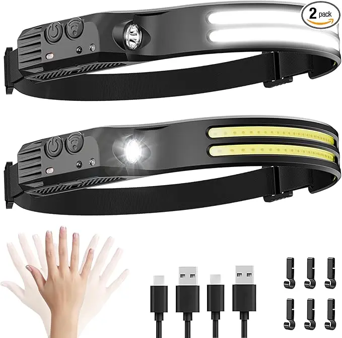 Beccason 2Pack LED Headlamp Rechargeable