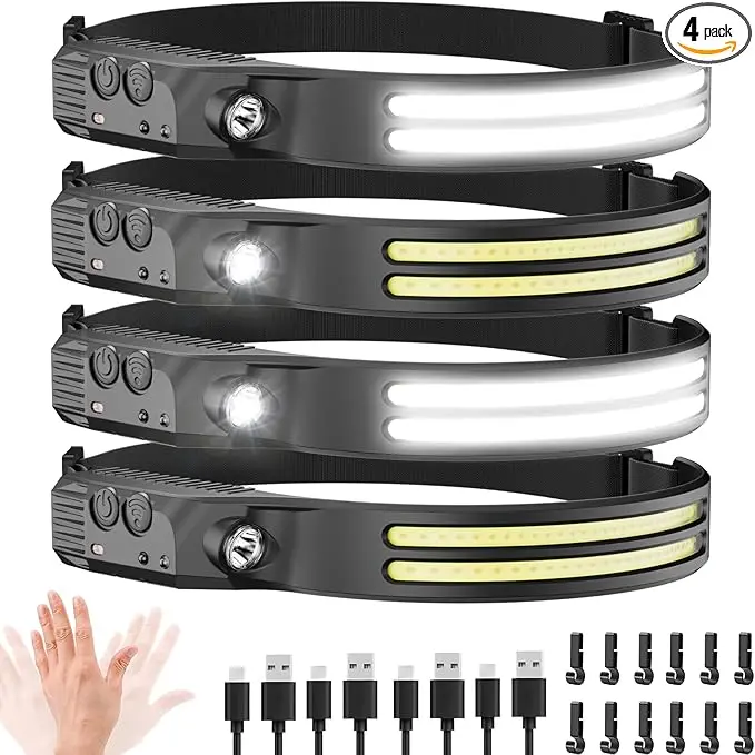 Beccason 4Pack LED Headlamp Rechargeable