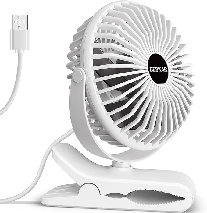 BESKAR Clip on Fan, 360° Rotation Quiet Stroller Fans