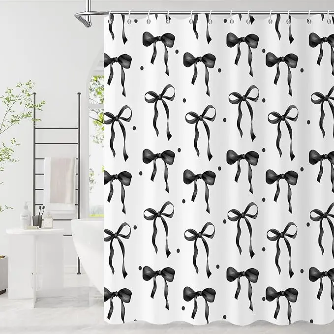 Black Bow Shower Curtain