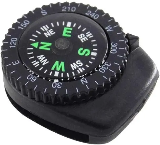 Black Button Mini Survival Compass