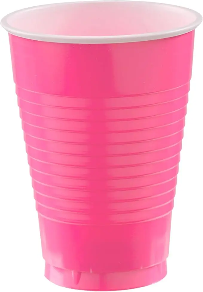 Bright Pink Plastic Cups - 12 oz. - Versatile Drinkware