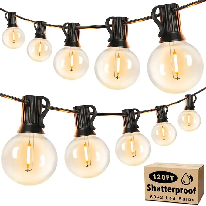 Brightever 120ft Outdoor G40 LED Globe String Lights Dimmable Waterproof