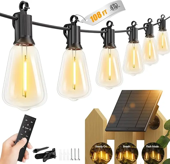 Brightown 108FT Solar String Lights Outdoor Waterproof