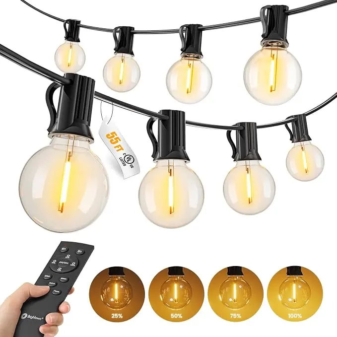 Brightown Outdoor String Lights, 55FT 17 G40 Bulbs Shatterproof Patio Lights