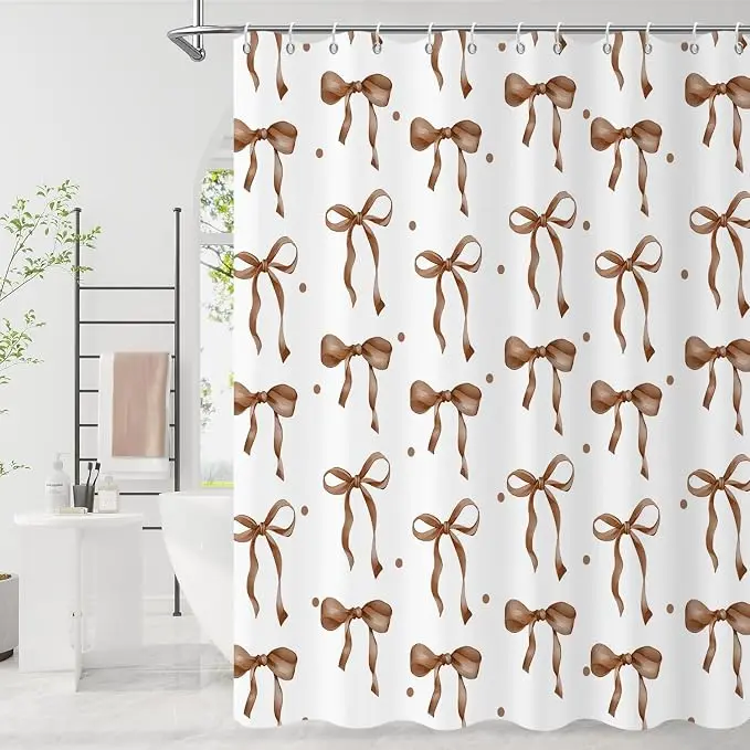 Brown Bow Shower Curtain