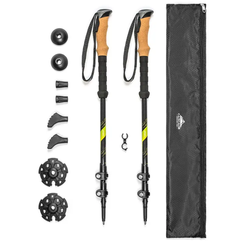 Cascade Mountain Tech Trekking Poles - Carbon Fiber, Adjustable, Green