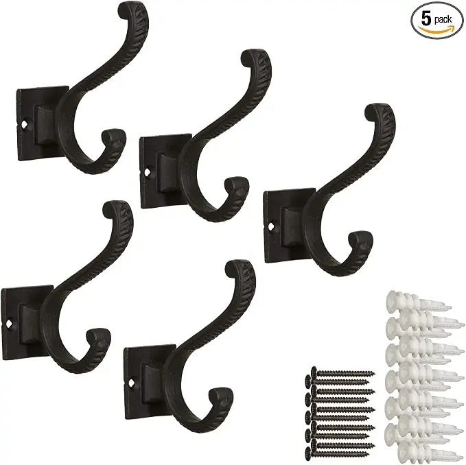 Claimed Corner Iron Scroll Coat Hooks