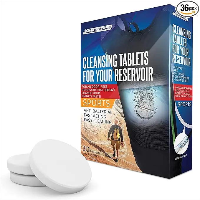 CleanHike Hydration Bladder Cleaning Tablets, Individually Wrapped Effervescent