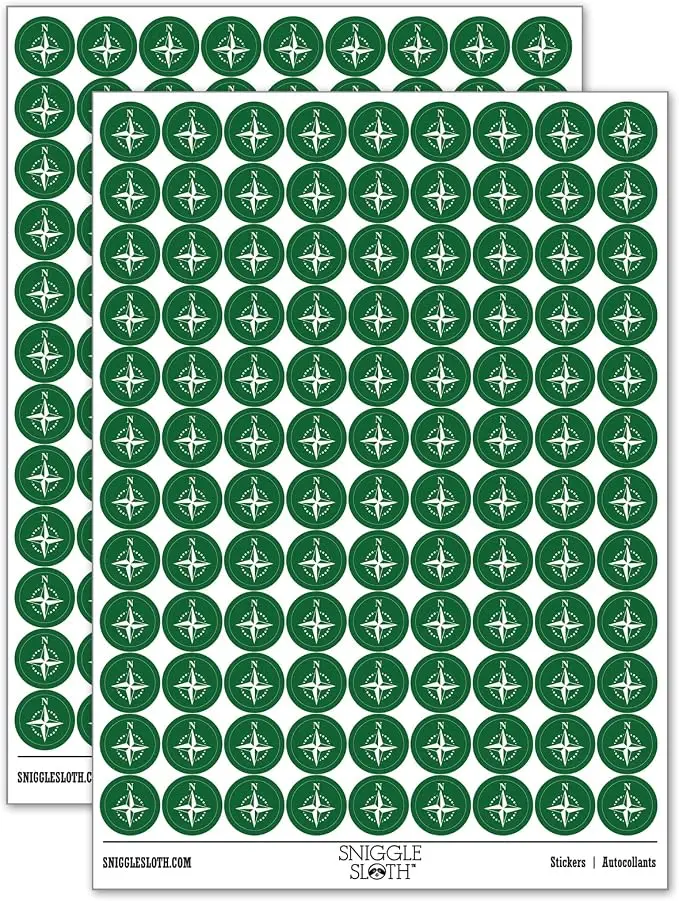 Compass Rose Nautical Star Navigation Map 200+ Round Stickers