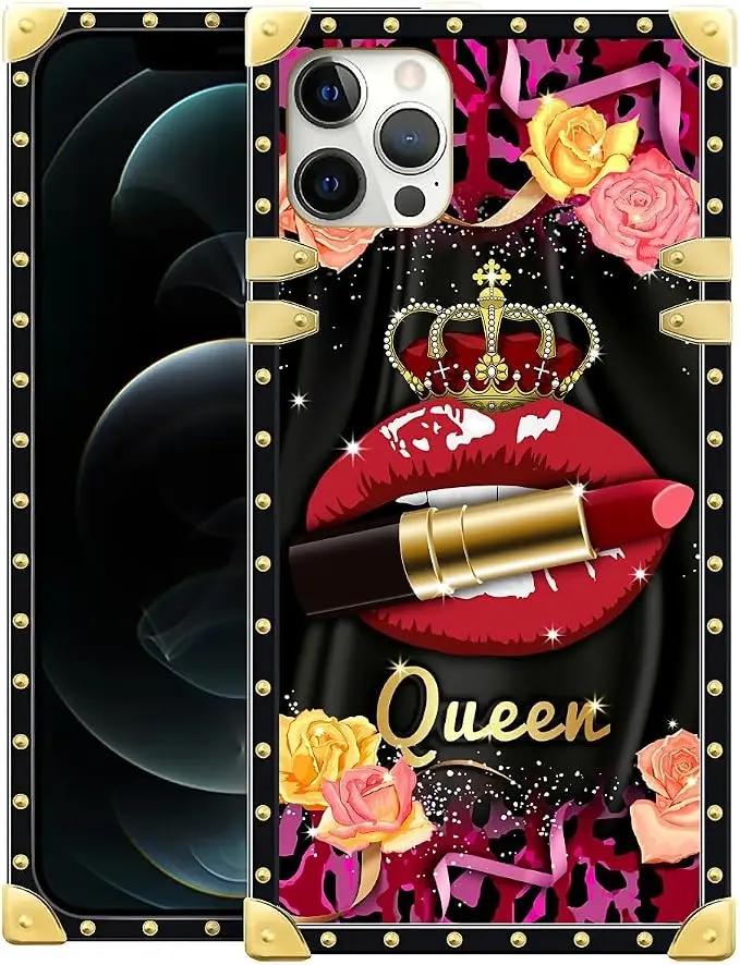 Compatible with iPhone 11 Pro Max Case, Queen Lip Crown Leopard Print Luxury