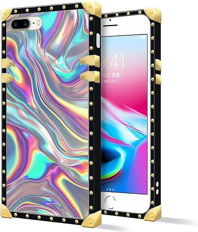 Compatible with iPhone 8 7 SE Case, Holographic Abstract Iridescent Textures