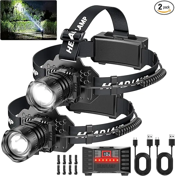 Curtsod Rechargeable LED Headlamp 2-Pack