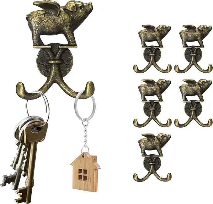 Cute Flying Pig Decorative Wall Double Hook