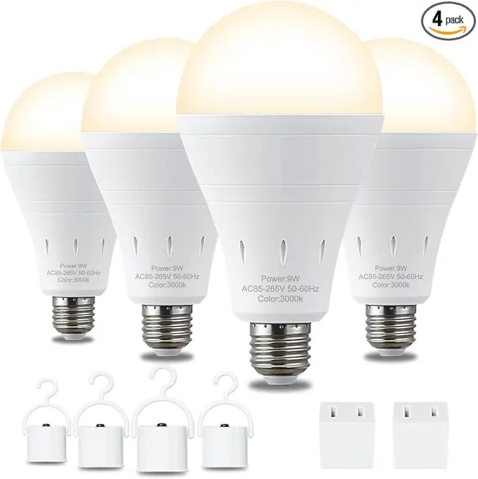 DEBAOBULB 4 Pack Rechargeable Emergency Light Bulbs, Battery Powered LED Light