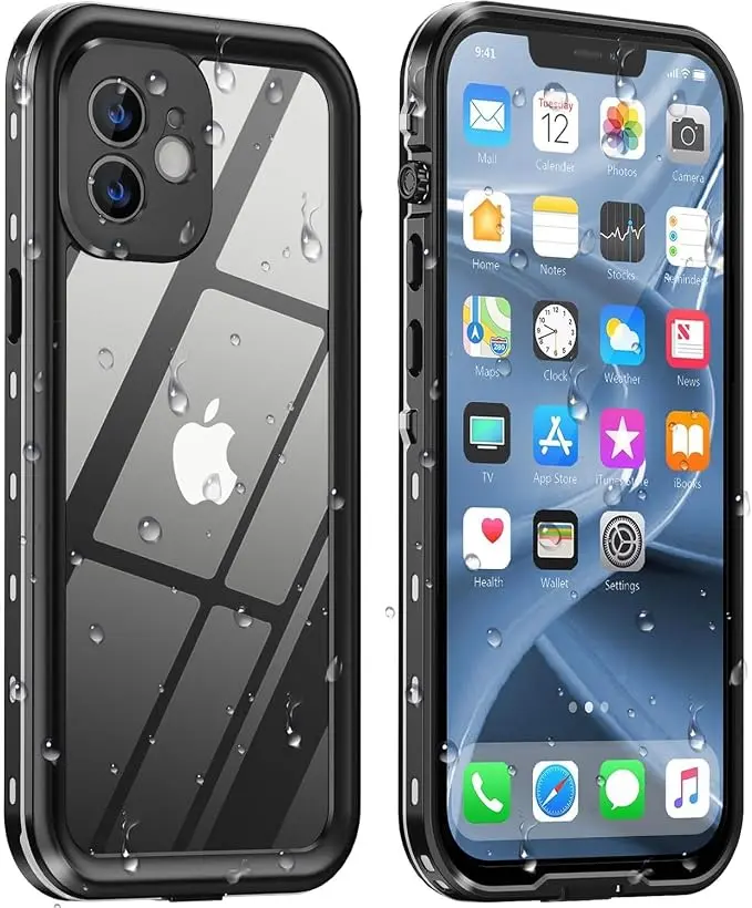 Design for iPhone 12 Case Waterproof, Full Body Underwater Dustproof Shockproof