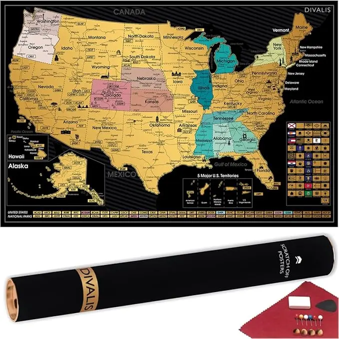 Detailed Scratch off USA Map