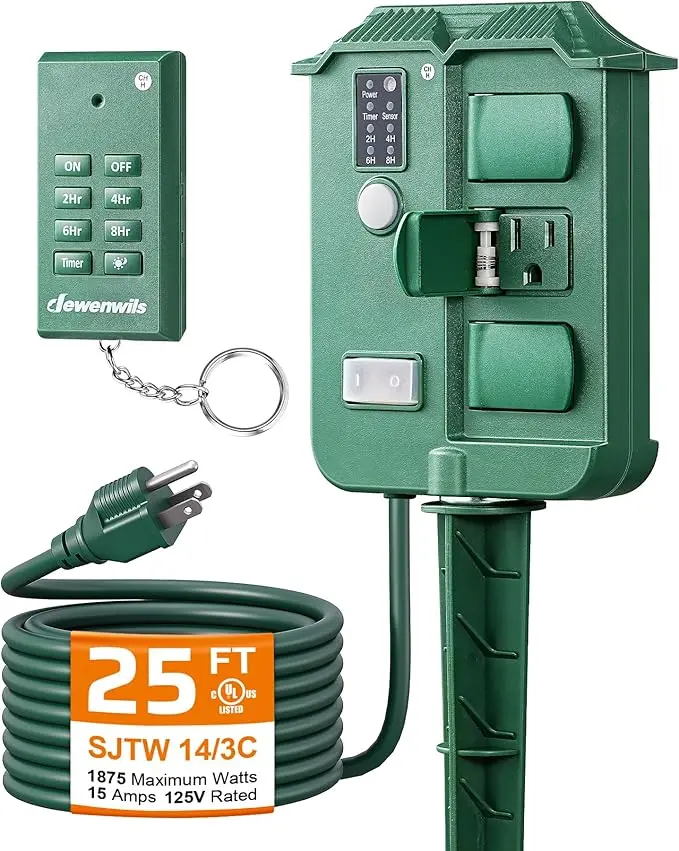 DEWENWILS Outdoor Power Stake Timer, Waterproof Outdoor Timer