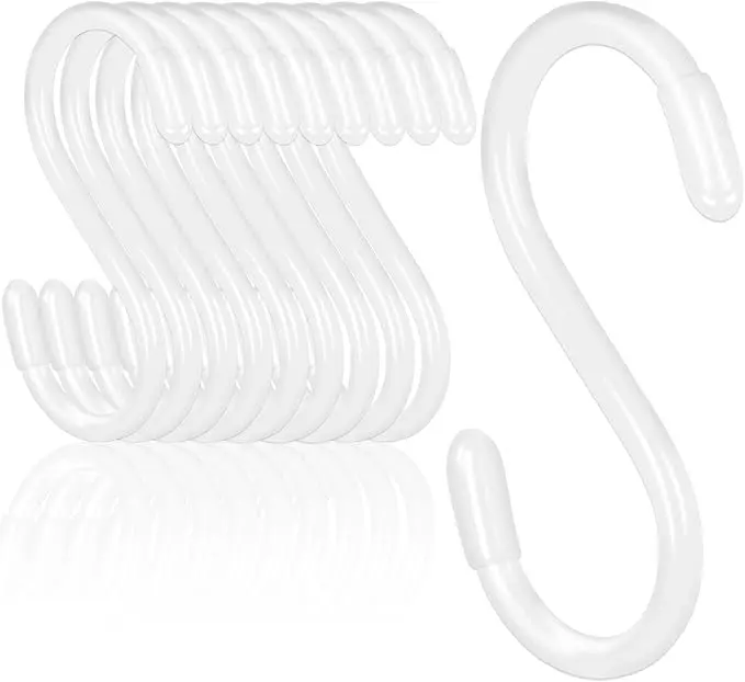 DINGEE White S Hooks, 3 Inch Vinyl Coated S Hook