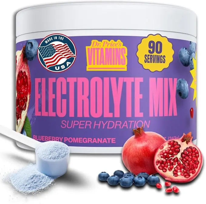 Dr. Price’s Electrolytes Powder Bulk – Blueberry Pomegranate, 90 Servings |