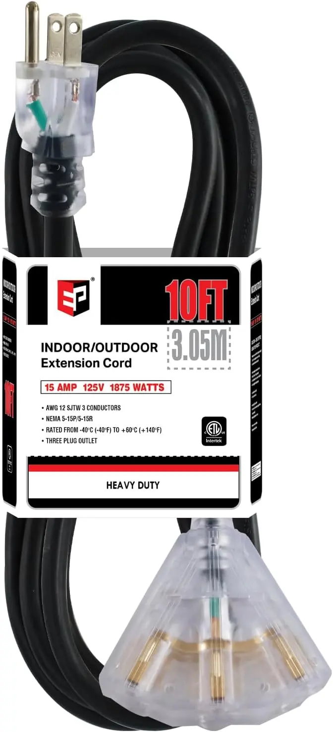 EP 10 Ft Lighted Outdoor Extension Cord