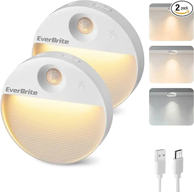 EverBrite Rechargeable Round Motion Sensor LED Night Light, Motion Activated
