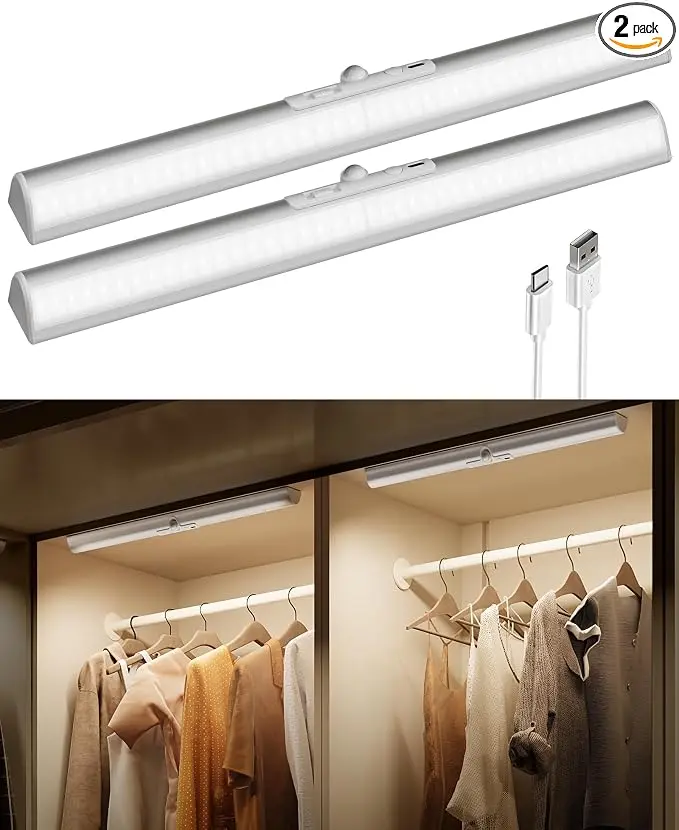 EZVALO 17-Inch Motion Sensor Closet Lights, 3600mAh Rechargeable Battery LED