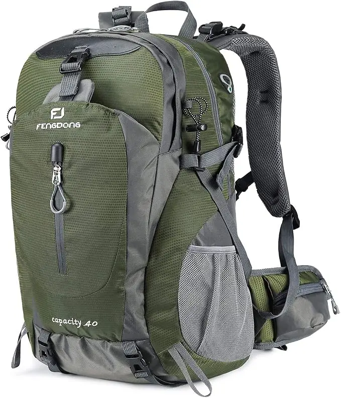 FENGDONG 40L Waterproof Lightweight Hiking, Travel Backpack