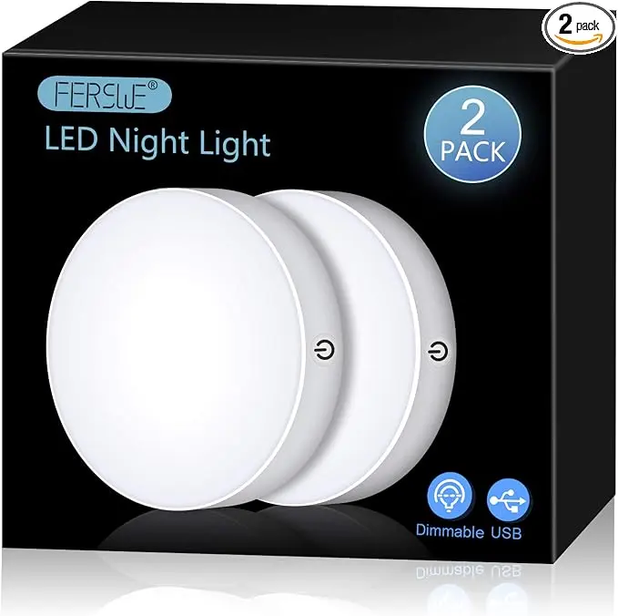 Ferswe Rechargeable Tap Lights, Dimmable Touch Night Lights