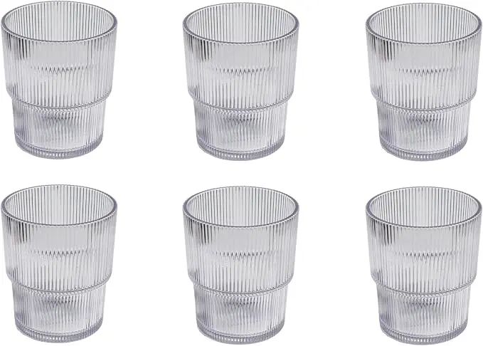 Fine Ribbed Acrylic Drinking Glass