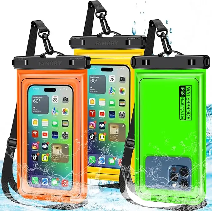 Floatable 3 Pack Multicolor Universal IP68 Floating Waterproof Phone Pouch
