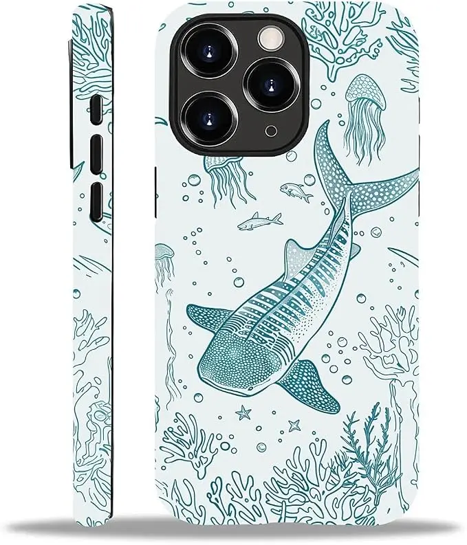 for iPhone 15 Pro Max Case, HH2 Ocean Whale Shark Hybrid 2 Layer Hard Shell