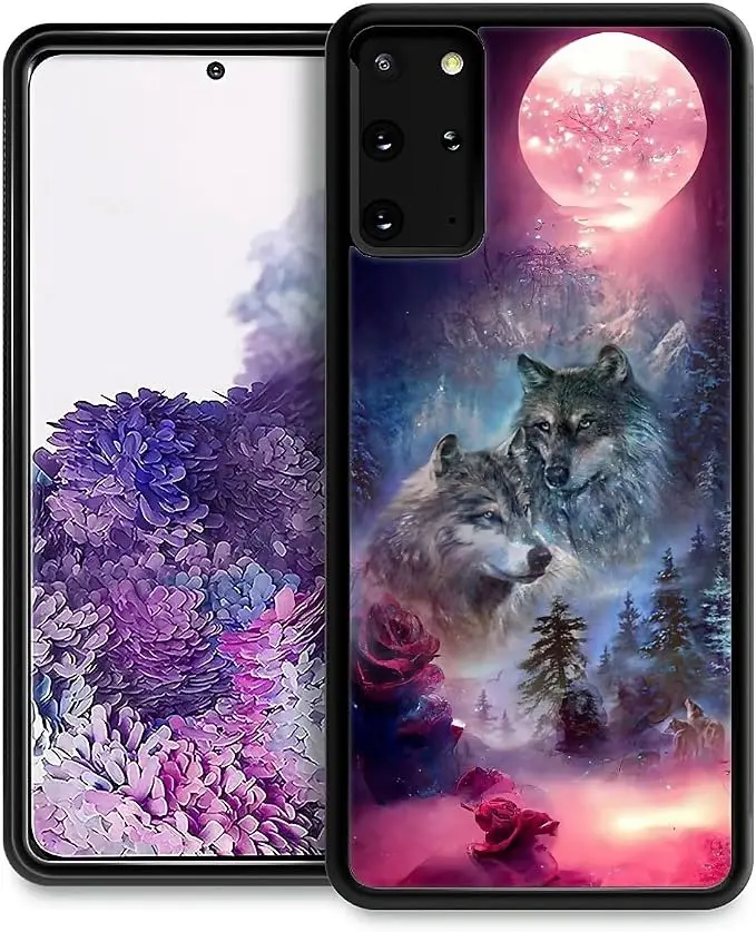 for Samsung Galaxy S20 Plus Case, Star Two Wolfs Howling Pattern Graphic Design