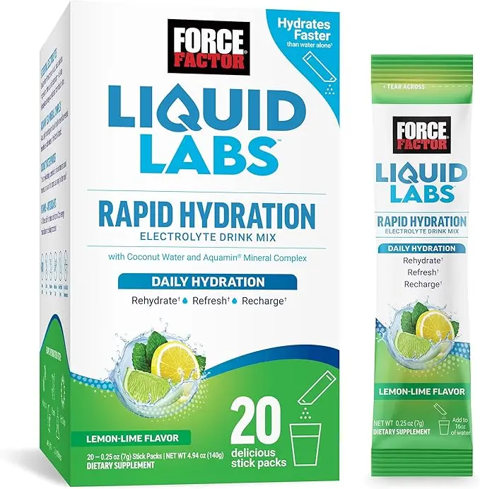 Force Factor Liquid Labs Electrolytes Powder Packets—Lemon Lime—Hydration