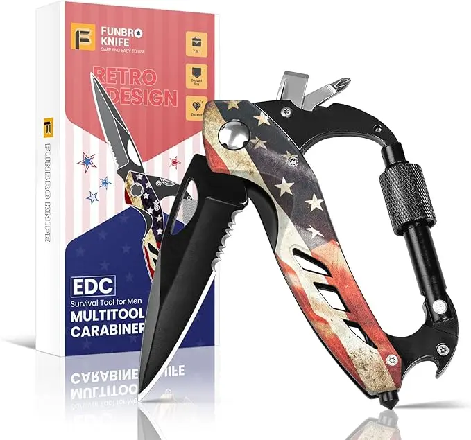 FUNBRO Multitool Carabiner Knife Tools