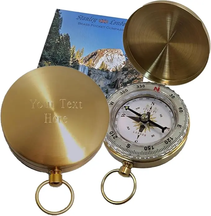 Glow in the Dark Brass Pocket Compass
