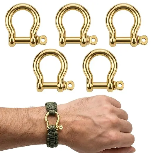 Gold 5/32" Bow Shackle, 5 Pack