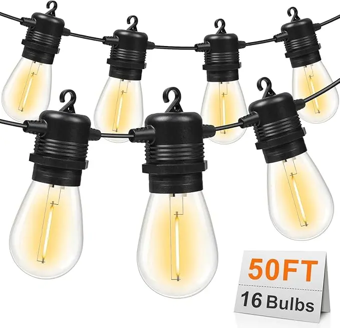 GvvooHome 50FT LED Outdoor String Lights
